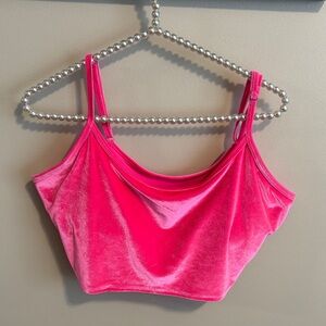 Pink active Hot Pink Velvet sports bra size large